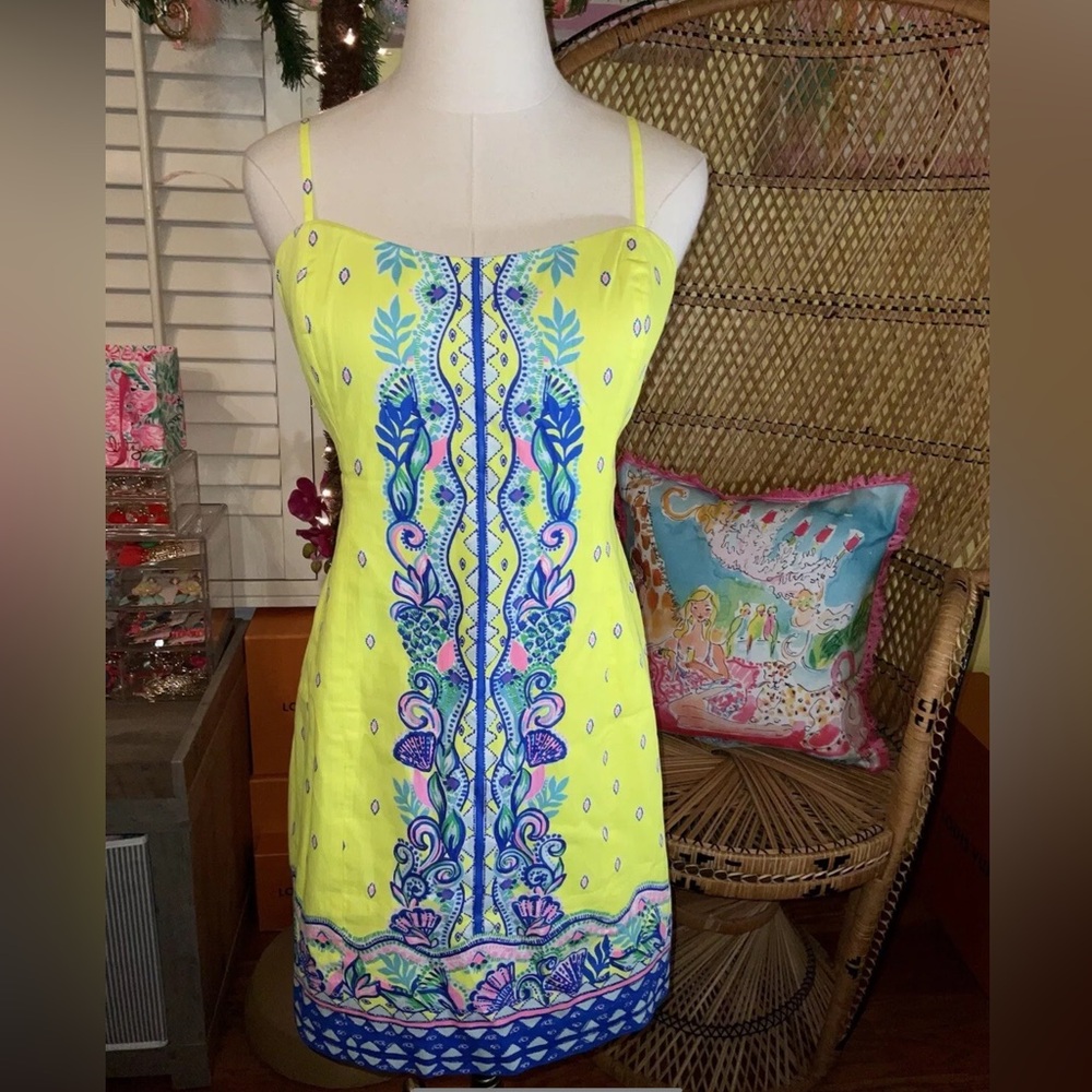 Lilly Pulitzer NWT Shelli Stretch Shift Dress Pineapple Rivera 🦄 Size 00 Grail! - Picture 2 of 14